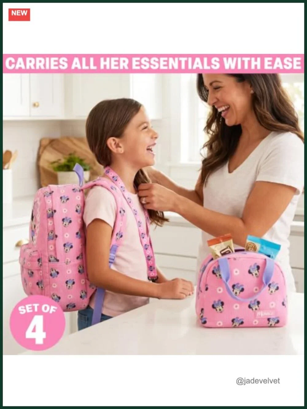 Girls Corduroy Backpack Set 4 Piece with Lunch Bag Pencil Case Lanyard
